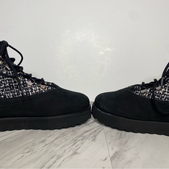 Larroude Vail Black Tweed Lace Up Winter Boot 7 1/2 - Picture 6 of 14